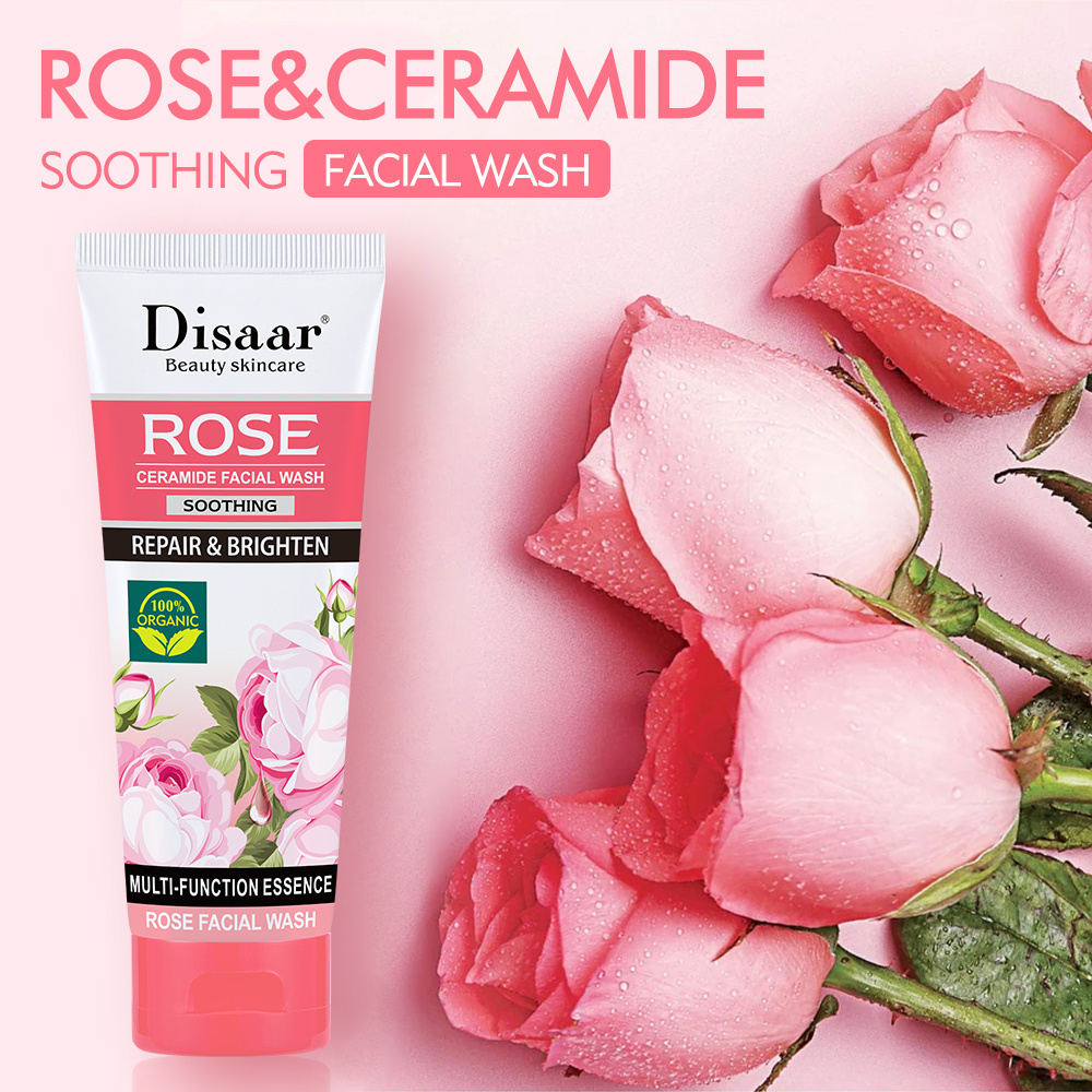 Disaar Rose&Ceramide Soothing Facial Wash Help Cleansing and Moisturizing Oil Control Anti-acne Repair Brighten Simple Face Wash