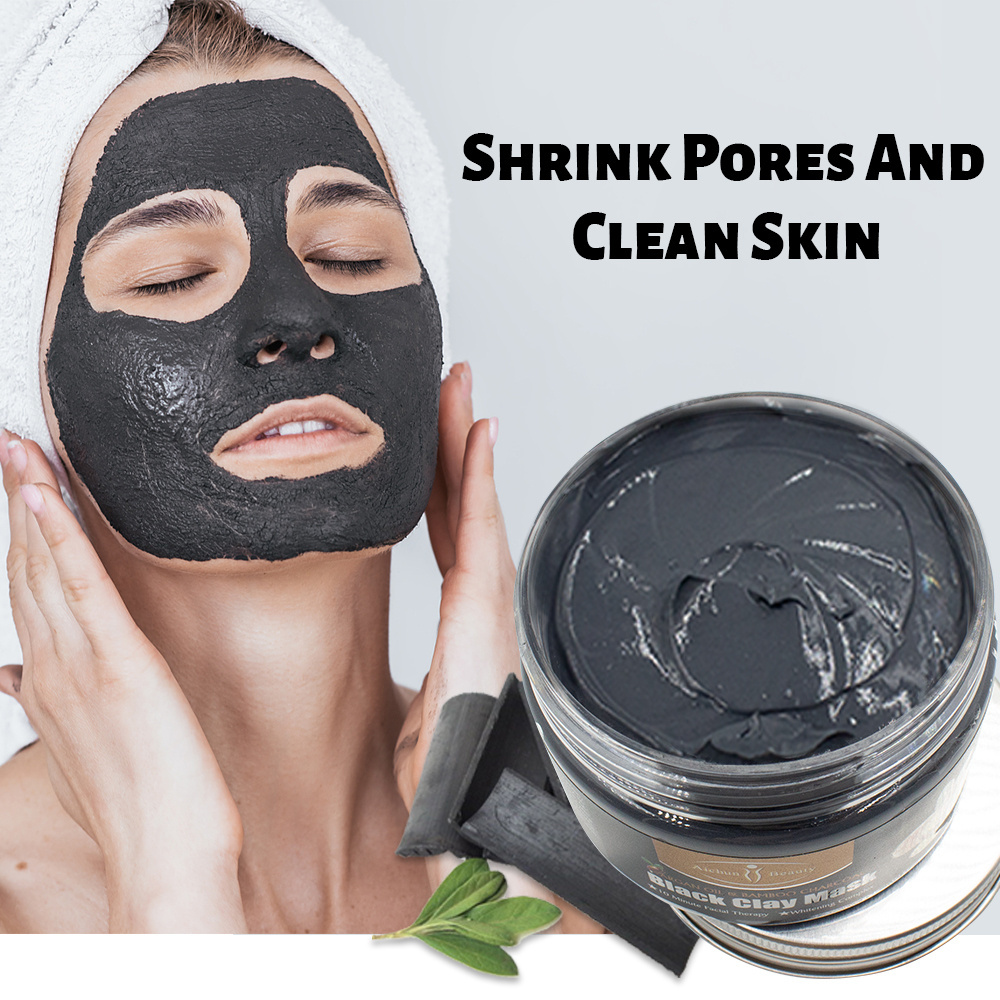 Deep Cleaning Bamboo Charcoal and Argan Oil Beauty Mask Black Clay Face Mud for Whitening and Pore Cleaning for Females