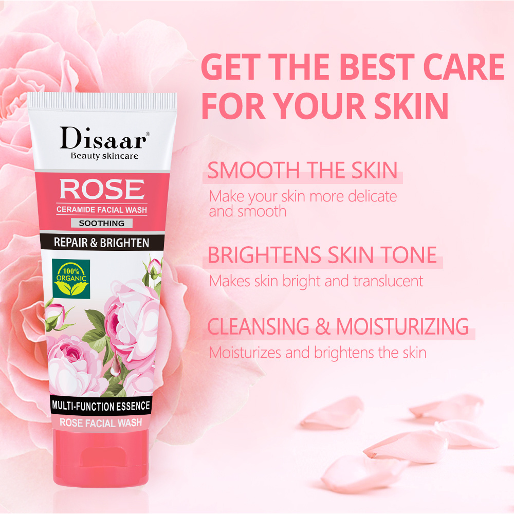 Disaar Rose&Ceramide Soothing Facial Wash Help Cleansing and Moisturizing Oil Control Anti-acne Repair Brighten Simple Face Wash