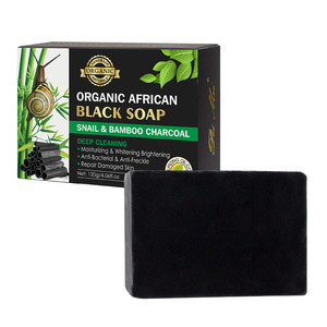 Snail & Bamboo Charcoal Black Soap African Organic Moisturizing Oil Control Facial Soap