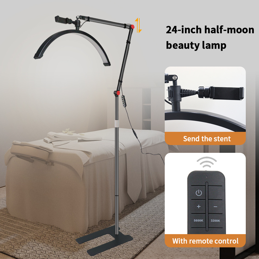 Eyelash Lights Tattoo Adjustable Boom Arm Half Moon Led Light Lashes Salon Light Led 3 Color with Phone Holder OEM