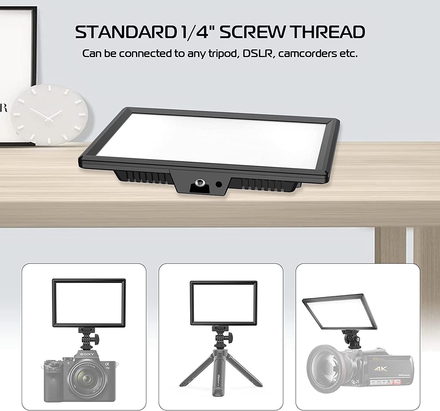 LED Panel Light Soft Video Key Light On Camera Panel Lamp with LCD Display Dimmable Bi-Color 3200-5600K CRI95+