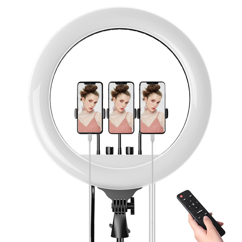 Ring Light 18 Inch Led Wall Mounted Ring Light for Barber Shop Studio Makeup Photography with Stand Phone Holder Remote