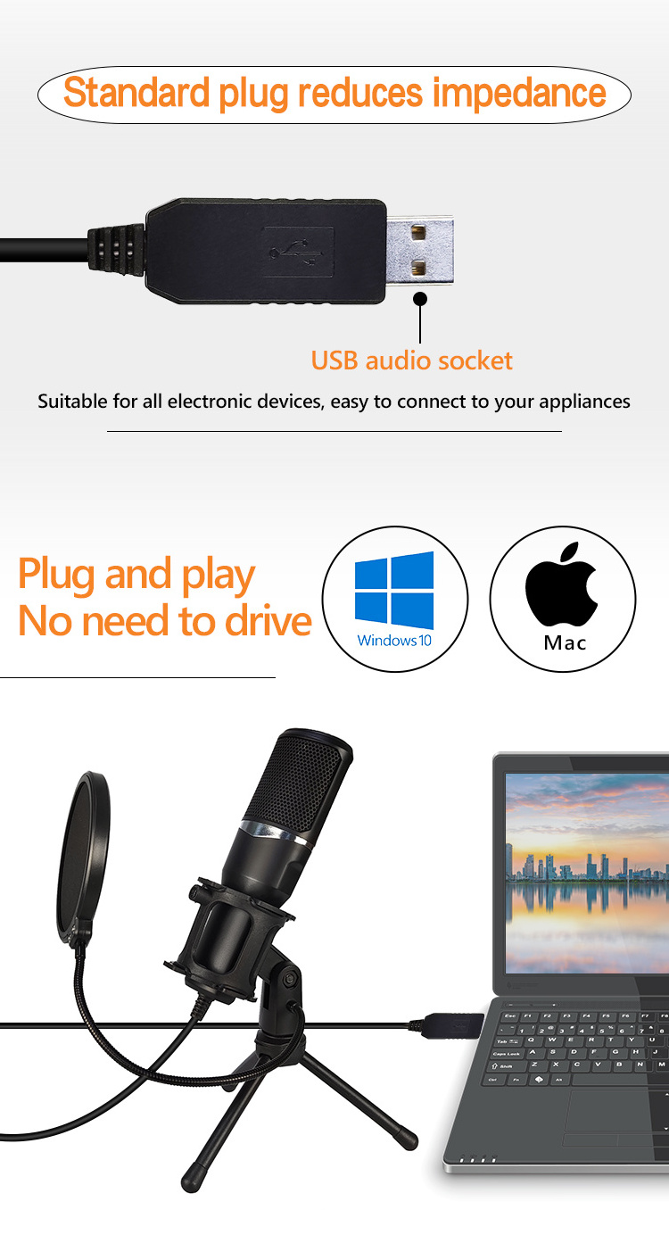 Plastic Microphone Recording Microphone For Singing Studio Microphones for PC Gaming Streaming Podcasting