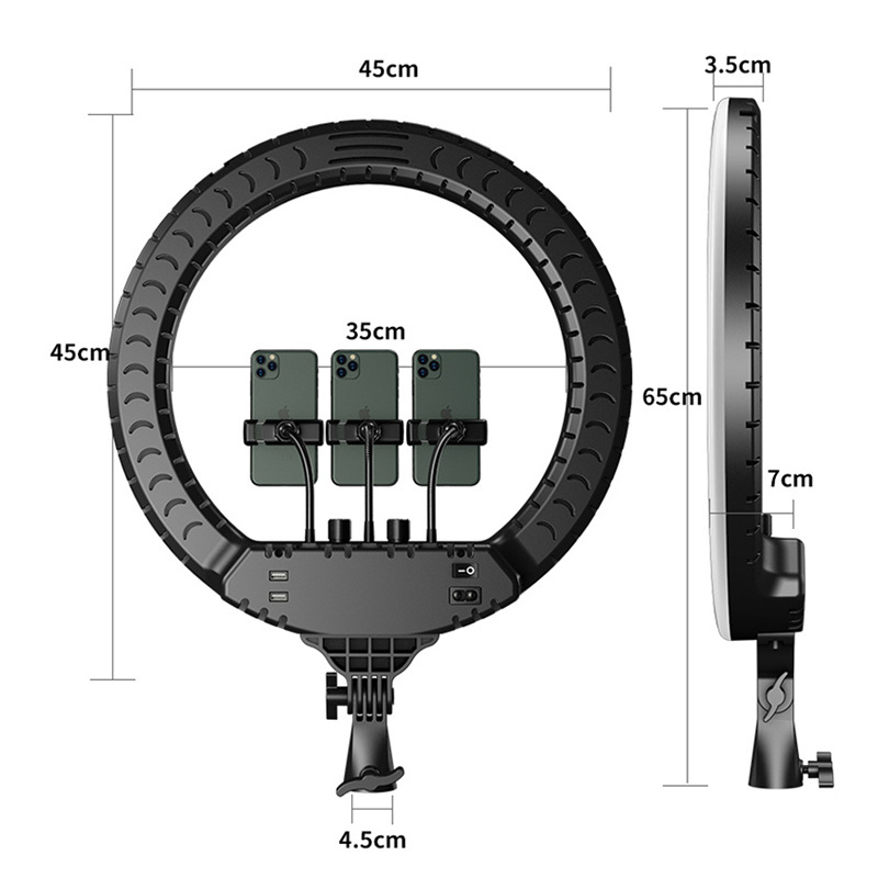 Ring Light 18 Inch Led Wall Mounted Ring Light for Barber Shop Studio Makeup Photography with Stand Phone Holder Remote