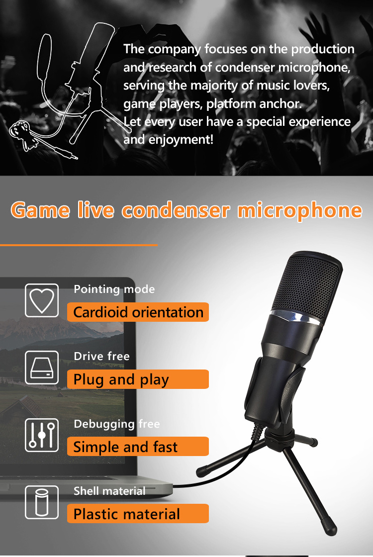 Plastic Microphone Recording Microphone For Singing Studio Microphones for PC Gaming Streaming Podcasting