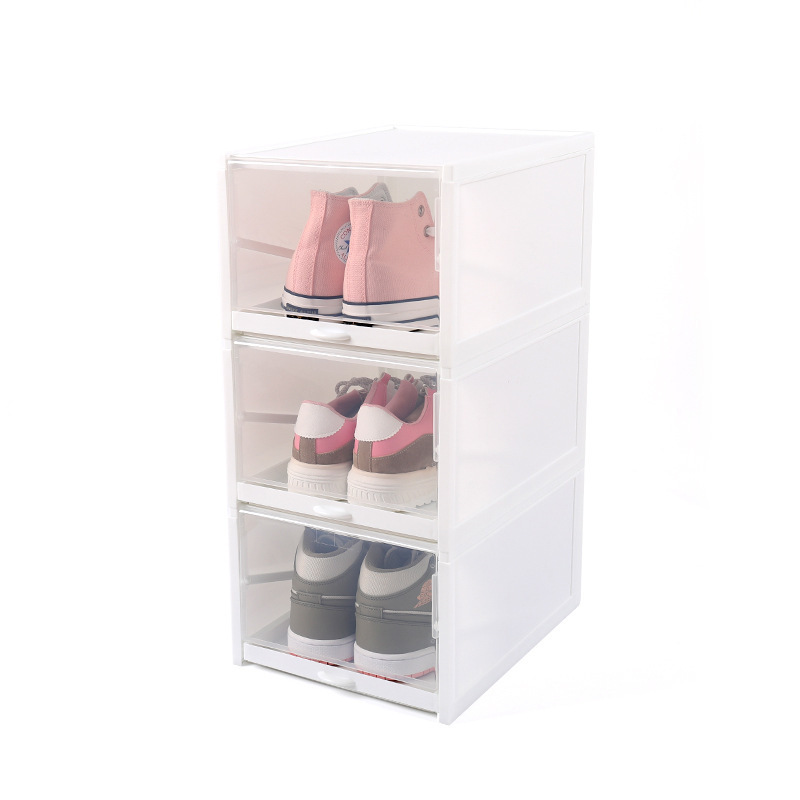 Easy to Assemble Sturdy Front Opening Clear Shoe Containers Shoe Boxes Clear Plastic Stackable 12 Pack Shoe Storage