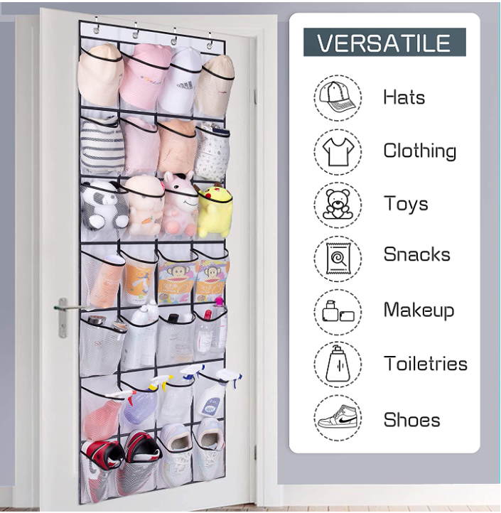 Hanging Shoe Rack Holder with 28 Extra Large Fabric Pockets for Storage Sneaker Women High Heeled Shoes Hanging Shoe Organizer