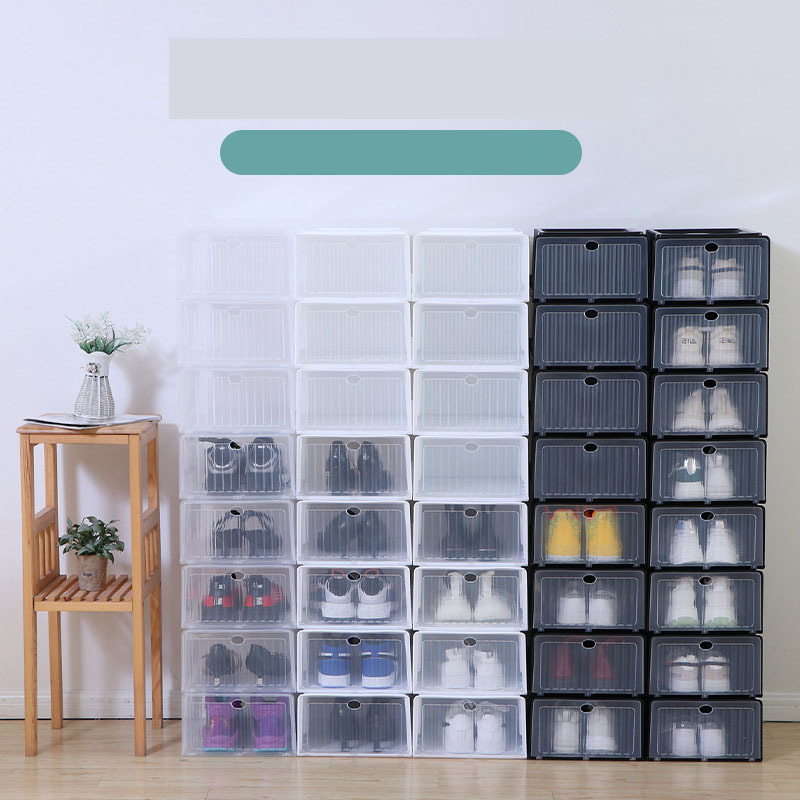 Clear Plastic Shoe Organizer Containers for Closet Drop Front Shoe Bins for Display Sneakers Large Sturdy Shoe Storage Boxes