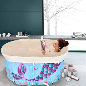 Large Foldable Bathing Tub  with Thermal Foam to Keep Temperature Portable Bathtub for Adults