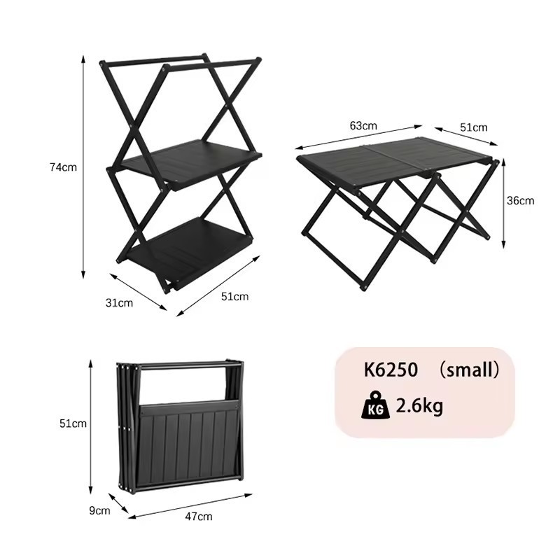 Outdoor Ultralight Multifunctional Foldable Hanging Rack Shelf Portable Aluminum Suitcase Folding Camping Table