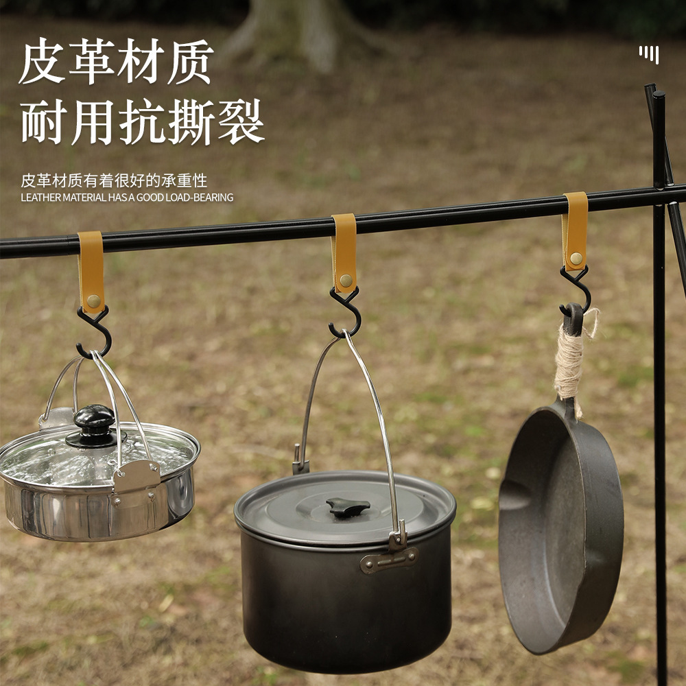 Wholesale Leather Metal Kitchen Hanger Bag Hanging Hooks Apron Glove Pot Hook for Camping,Hiking,Climbing