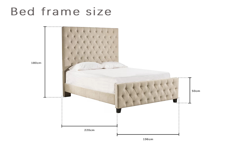 Simple modern gray color furniture upholstered tufted bed  beauty bed king size bed