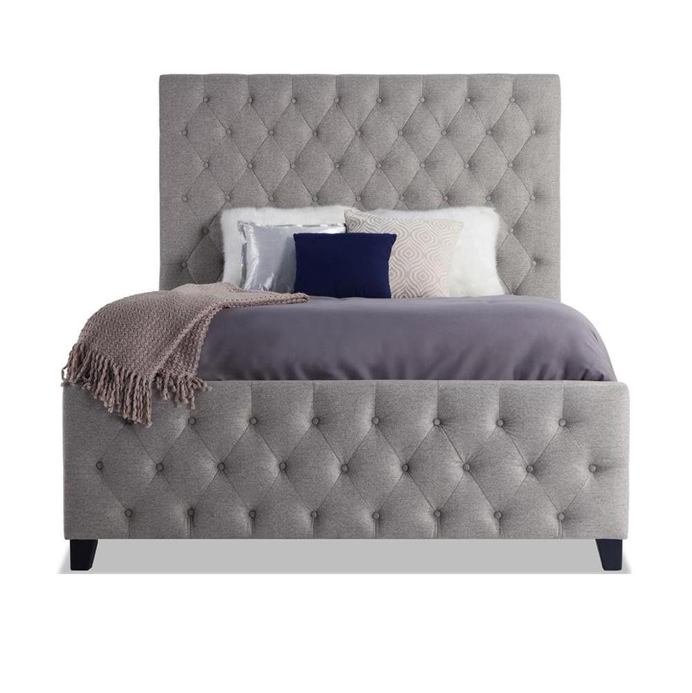 Simple modern gray color furniture upholstered tufted bed  beauty bed king size bed