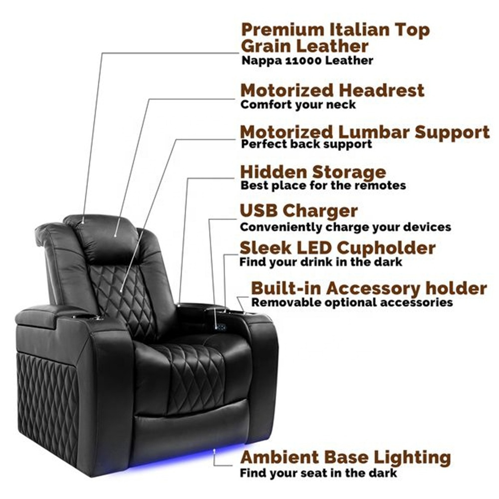 Baihai modern electric reclining home theater chair leather single leather recliner sofa