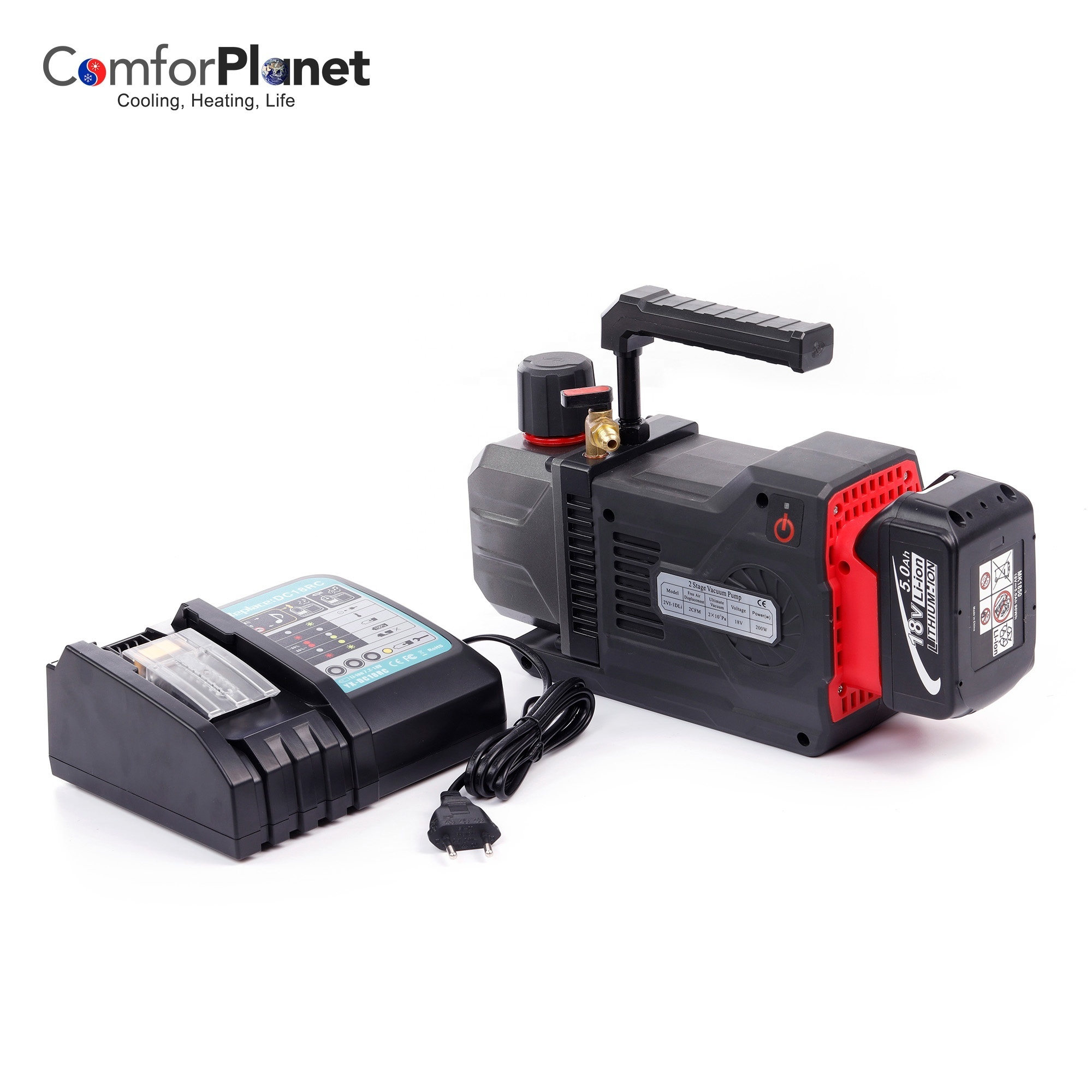 HVAC 18V 24V Cordless Refrigeration DC Brushless Motor Pump vane rechargeable  R32 Lithium oil free Battery rotary vacuum pump