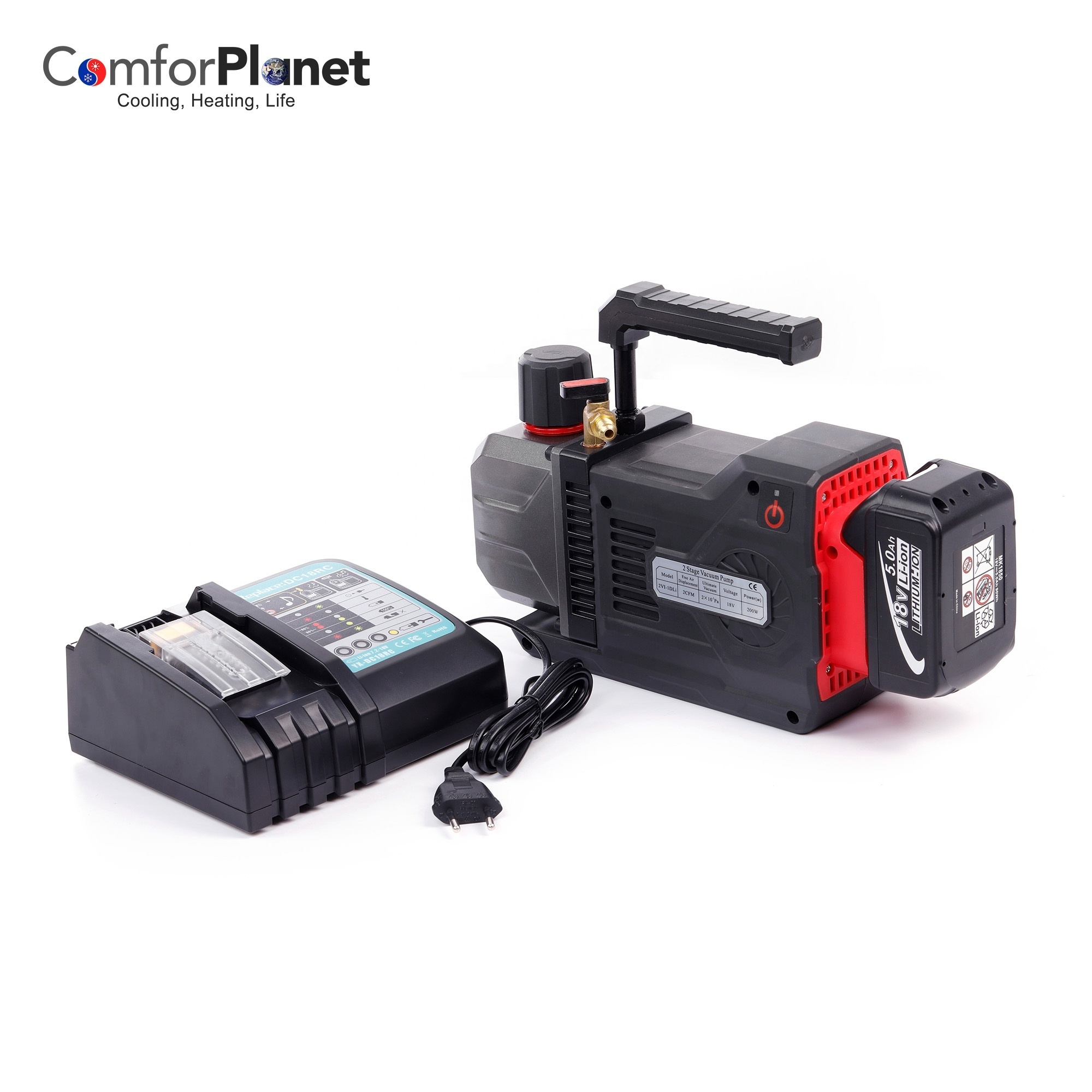 HVAC 18V 24V Cordless Refrigeration DC Brushless Motor Pump vane rechargeable  R32 Lithium oil free Battery rotary vacuum pump