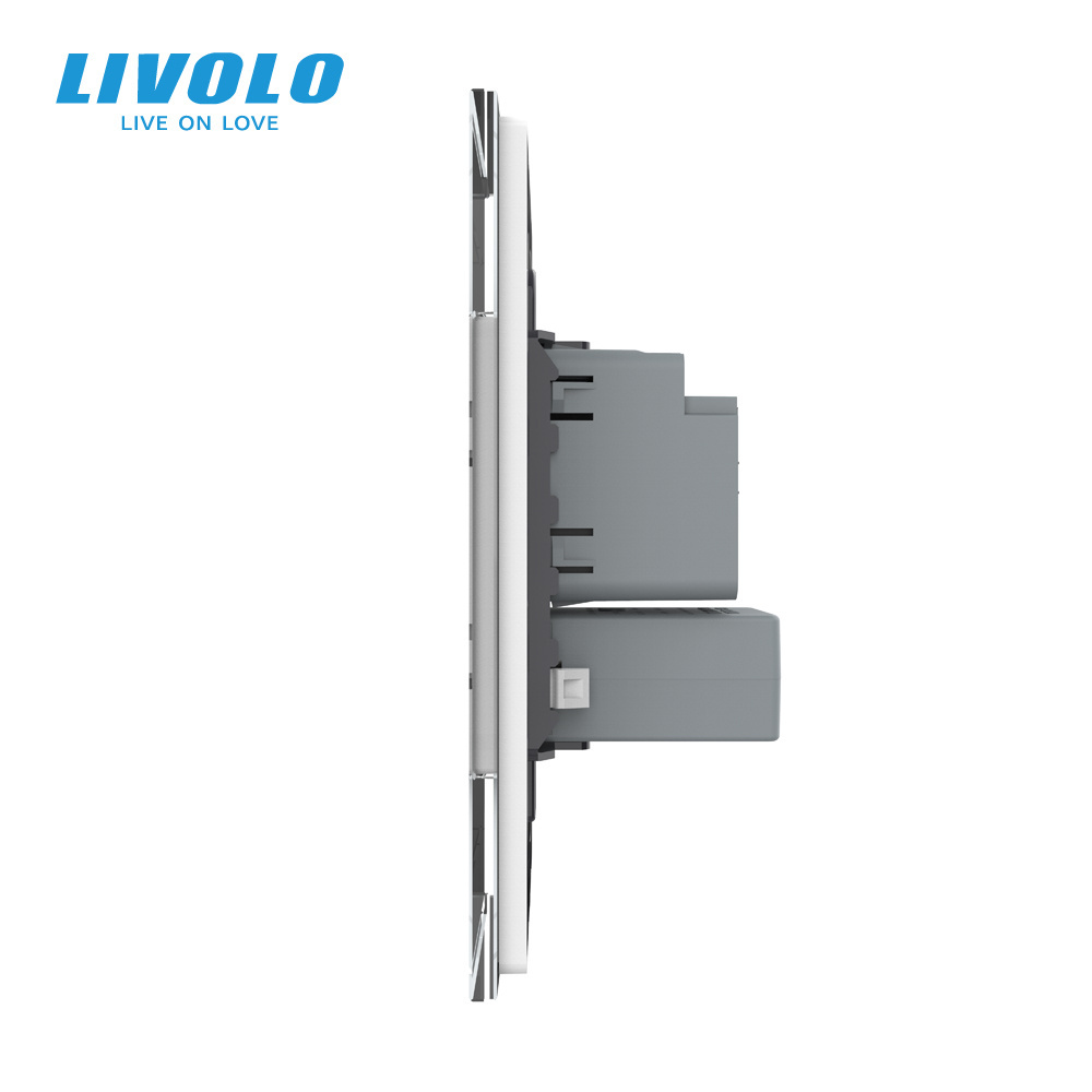 Livolo US/AU Standard Luxurious 2 gang 2 way Switch With USB port, Pearl Crystal Glass,without logo