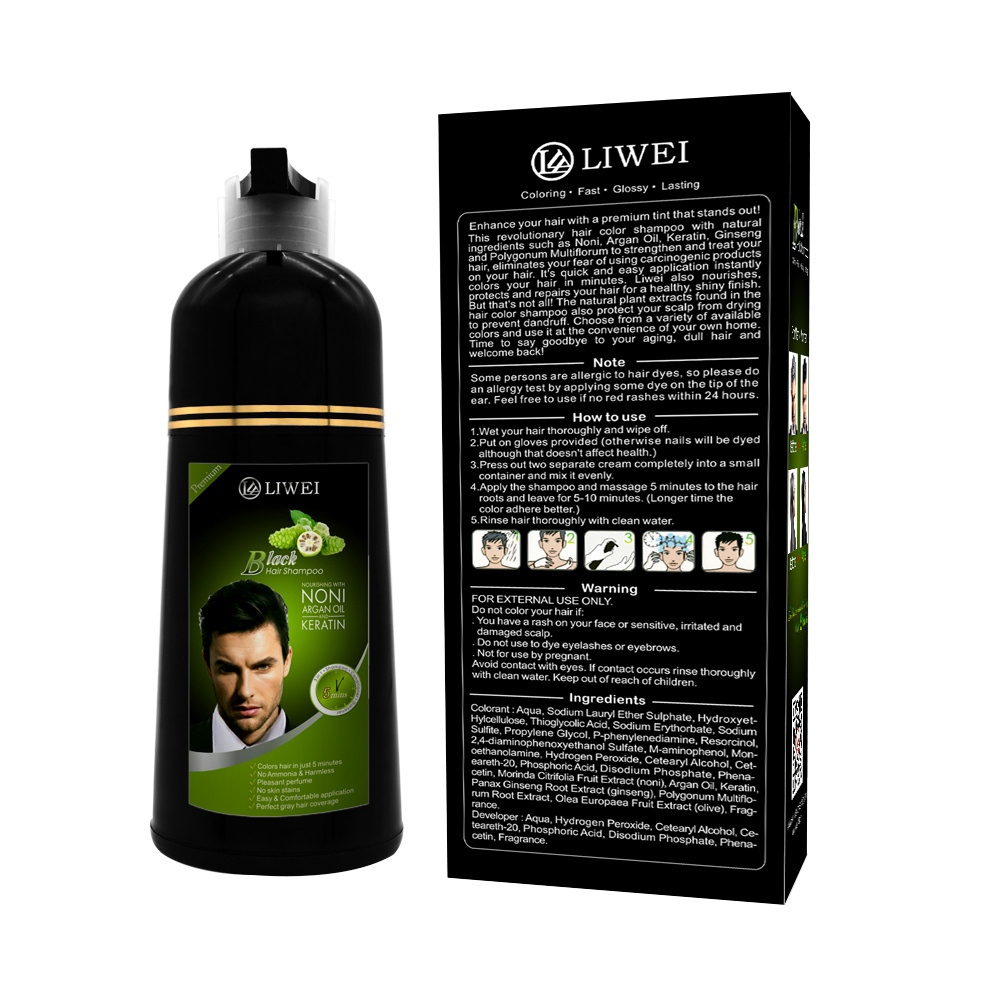 Argan Oil Semi-Permanent Black Hair Color Shampoo PPD Free  Magic Natural Hair Dye Shampoo For Black Hair