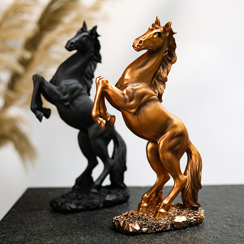 Customized Resin Golden Horse Figurine Statue Home Decoration Resin Horse Figurines