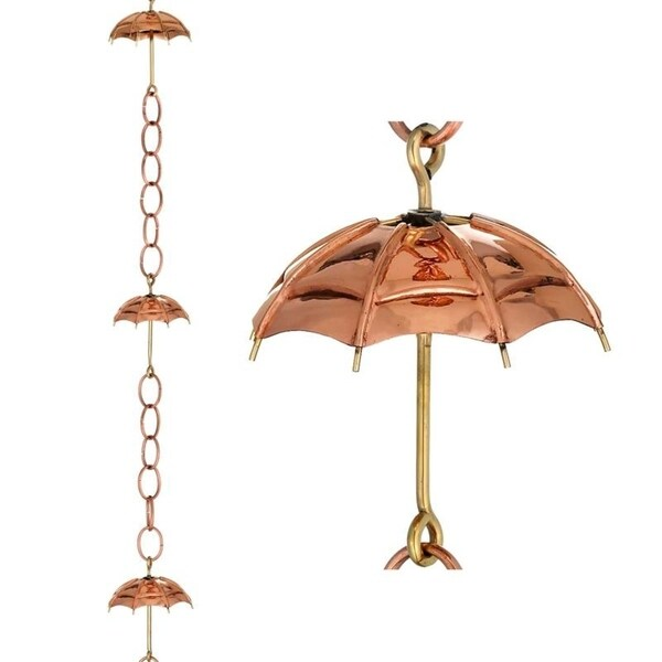 Garden House Decorative Eco Friendly Copper Plated Rain Chain 8.5FT Long Umbrella Rain Chain For Garden Gutter