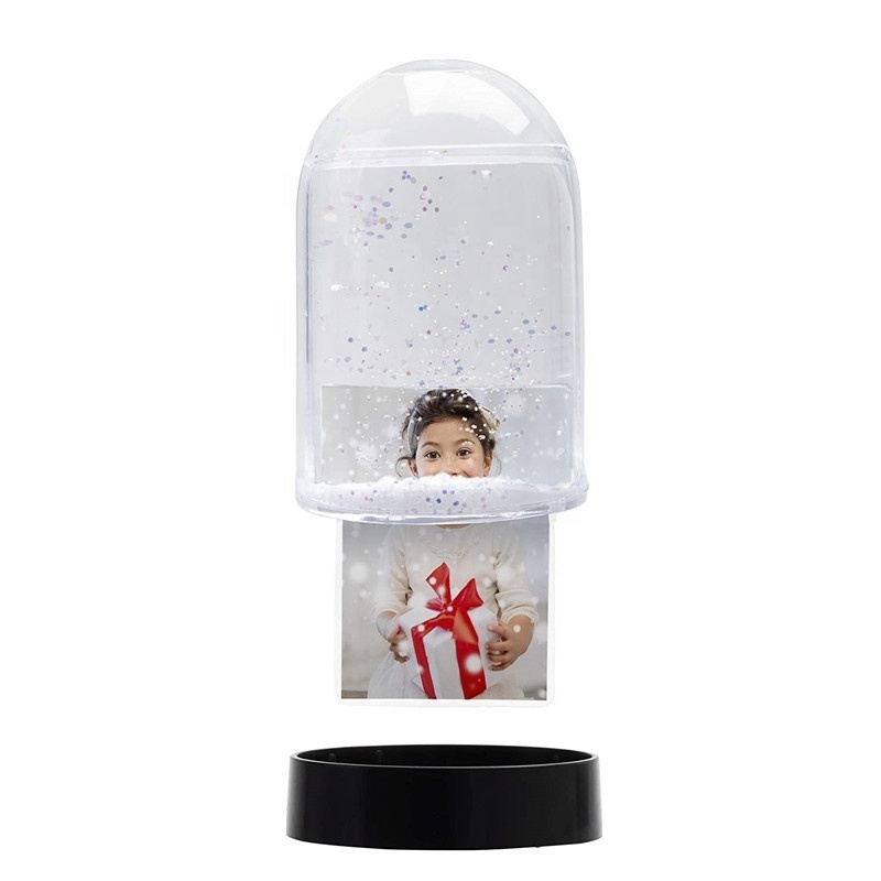 Acrylic Snow Globe With Photo Insert Plastic Photo Snow Globe Custom