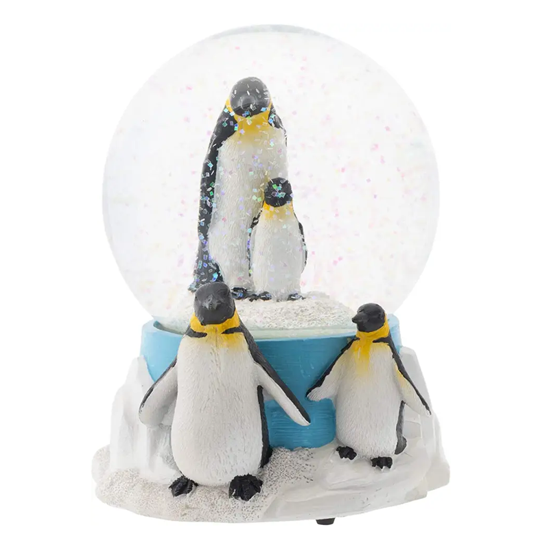 Sea World Penguins Snow Glow Souvenir Playful Penguins Adorning Christmas Tree Snow Globe