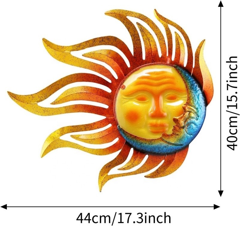 Large Metal Sun Face Wall Art Sun Moon Wall Decor Outdoor Decoration