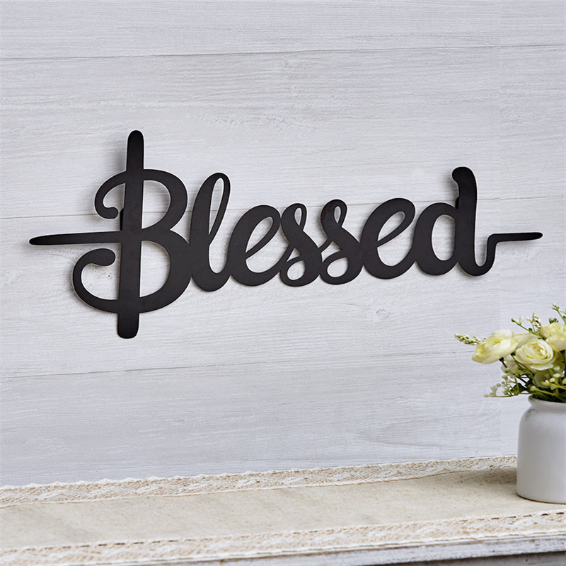 Spiritual Metal Wall Art with an Inspirational Family Black Metal Wall Word Hanging Living Room