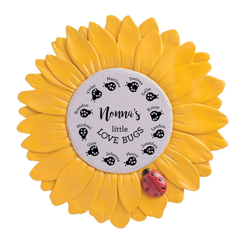 Resin Round Decorative Love Ladybug Sunflower Stepping Garden Stone