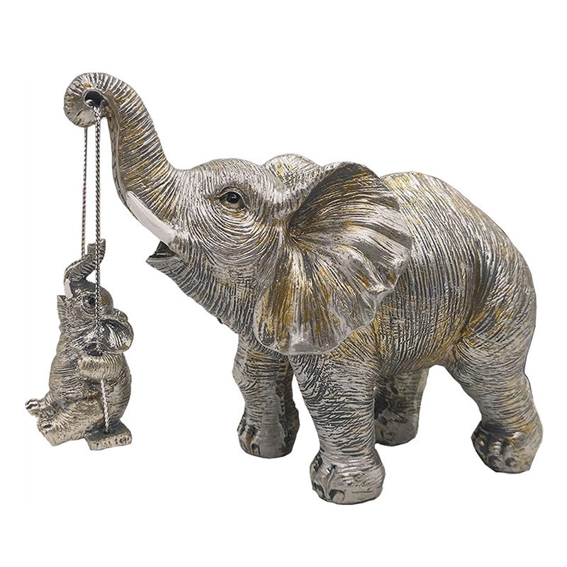 Home Decor Elephant Statue Good Luck Resin Elephant Figurine Ornament For Mother Gifts