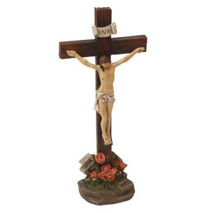 Home Decoration Christ Resin Jesus Statue Crucifix Cross Figurine Tabletop Collectibles