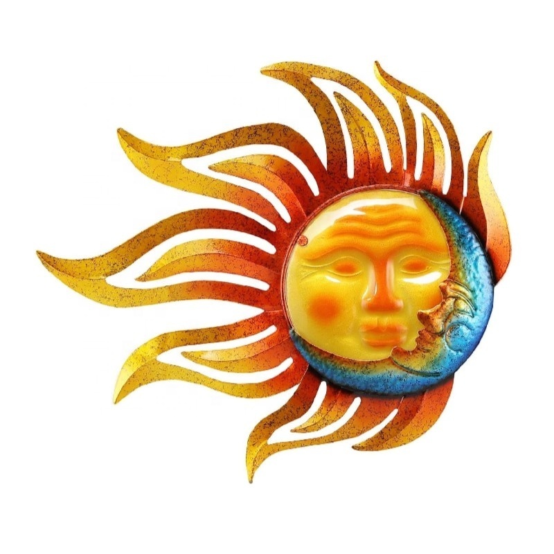 Large Metal Sun Face Wall Art Sun Moon Wall Decor Outdoor Decoration