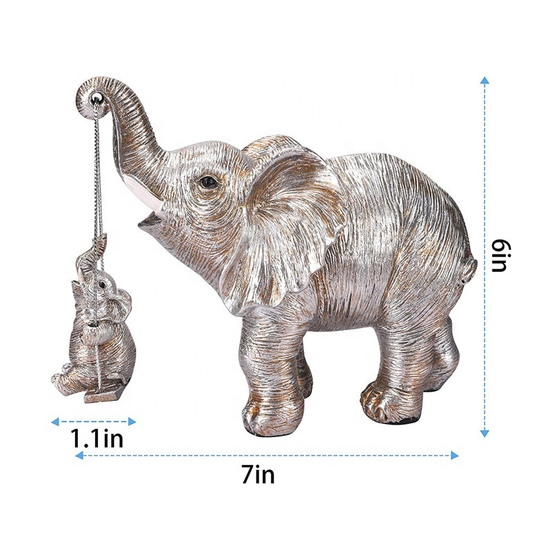 Home Decor Elephant Statue Good Luck Resin Elephant Figurine Ornament For Mother Gifts