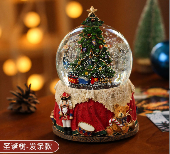 Factory Handmade Snowball Music Box Snow Globe With Blowing Snow Christmas Snow Globe Gift 2023