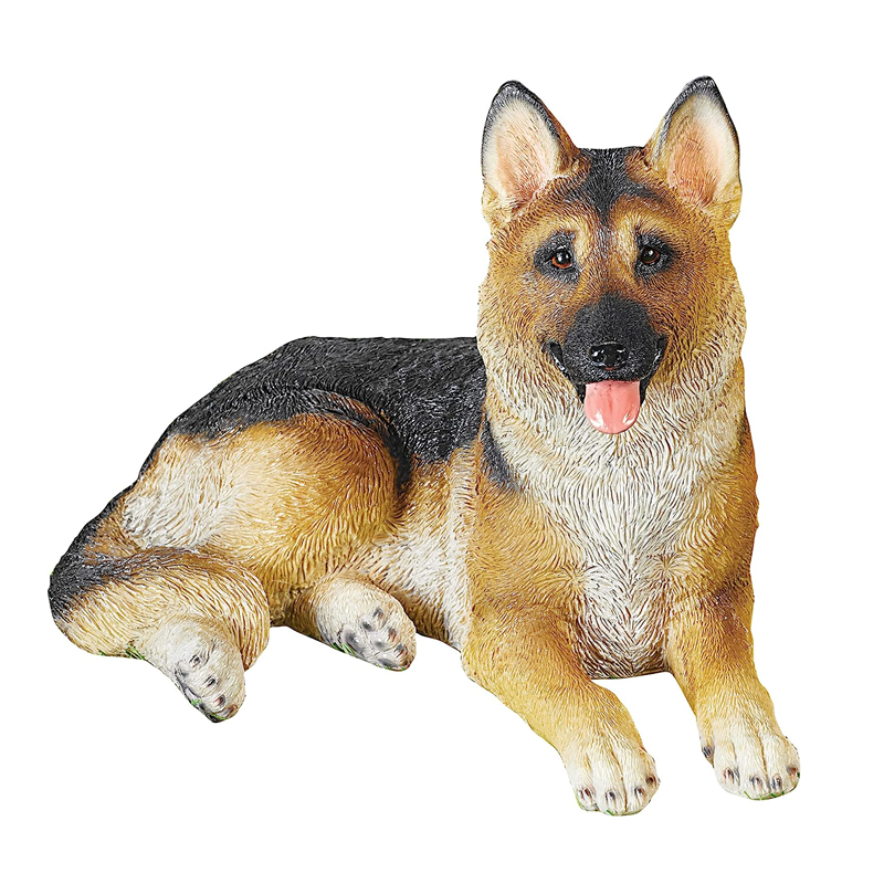 Hand-Painted Customized German Shepherd Resin Dog Outdoor Lawn Ornaments Garden Sculpture