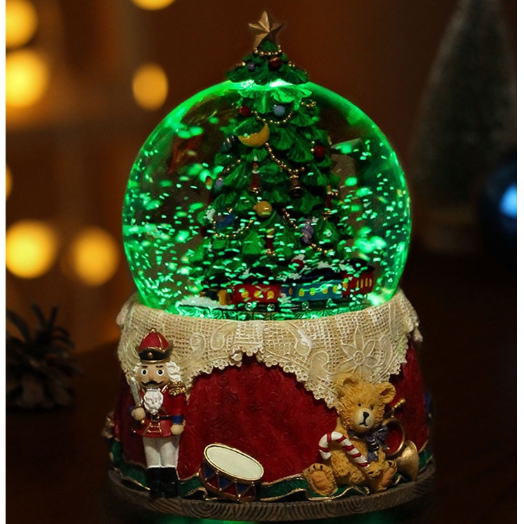 Factory Handmade Snowball Music Box Snow Globe With Blowing Snow Christmas Snow Globe Gift 2023