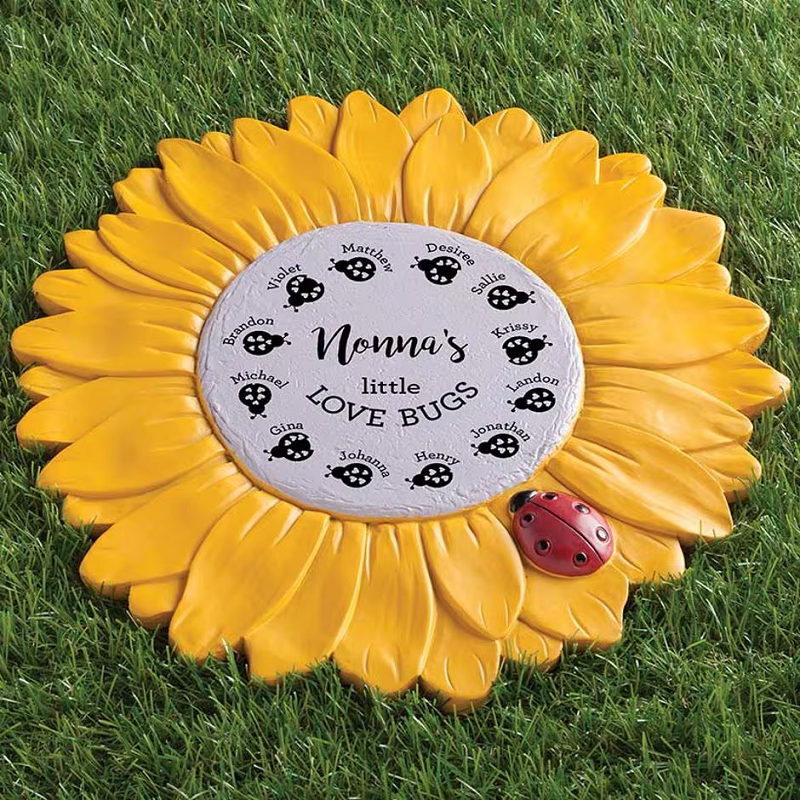 Resin Round Decorative Love Ladybug Sunflower Stepping Garden Stone