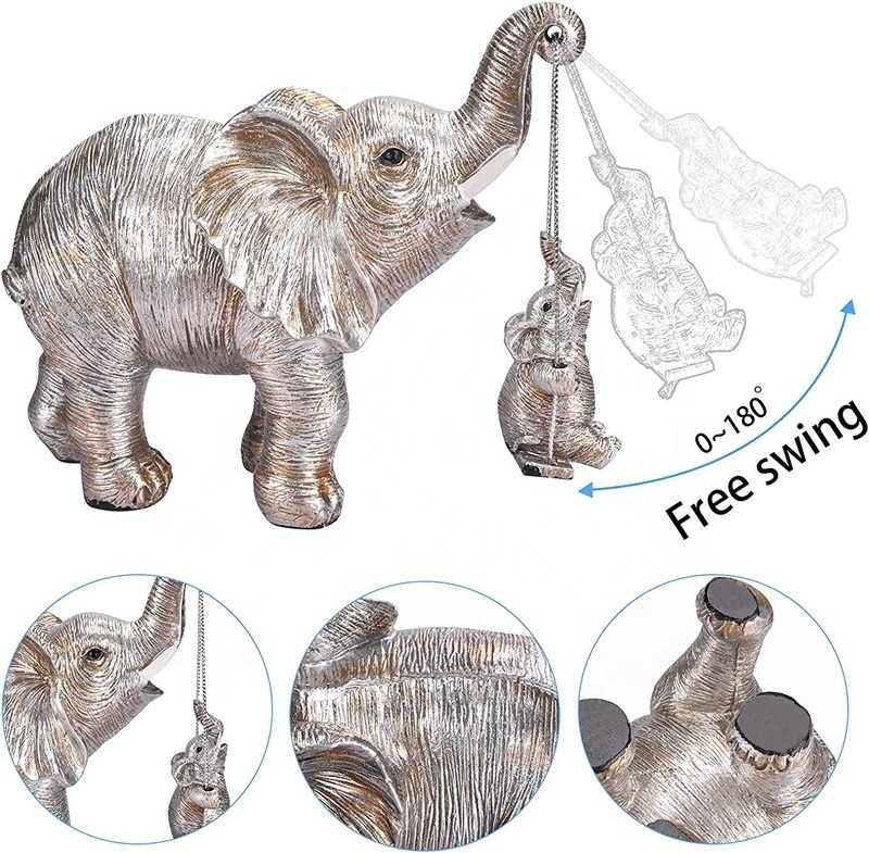 Home Decor Elephant Statue Good Luck Resin Elephant Figurine Ornament For Mother Gifts