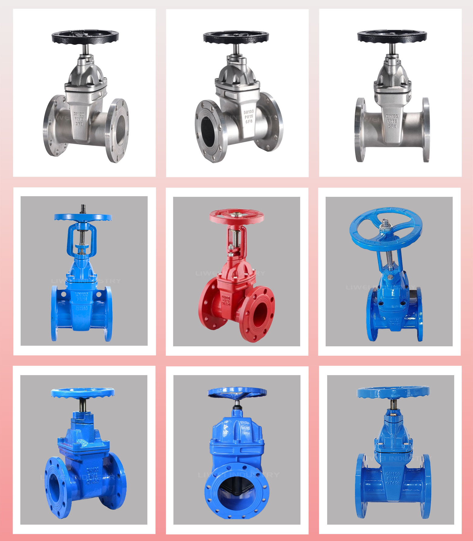 Anti-corrosion Flanged Gate Valve DN50-DN1000 100mm Gate ValvesPN10/PN16 Stainless Steel Gate Valve