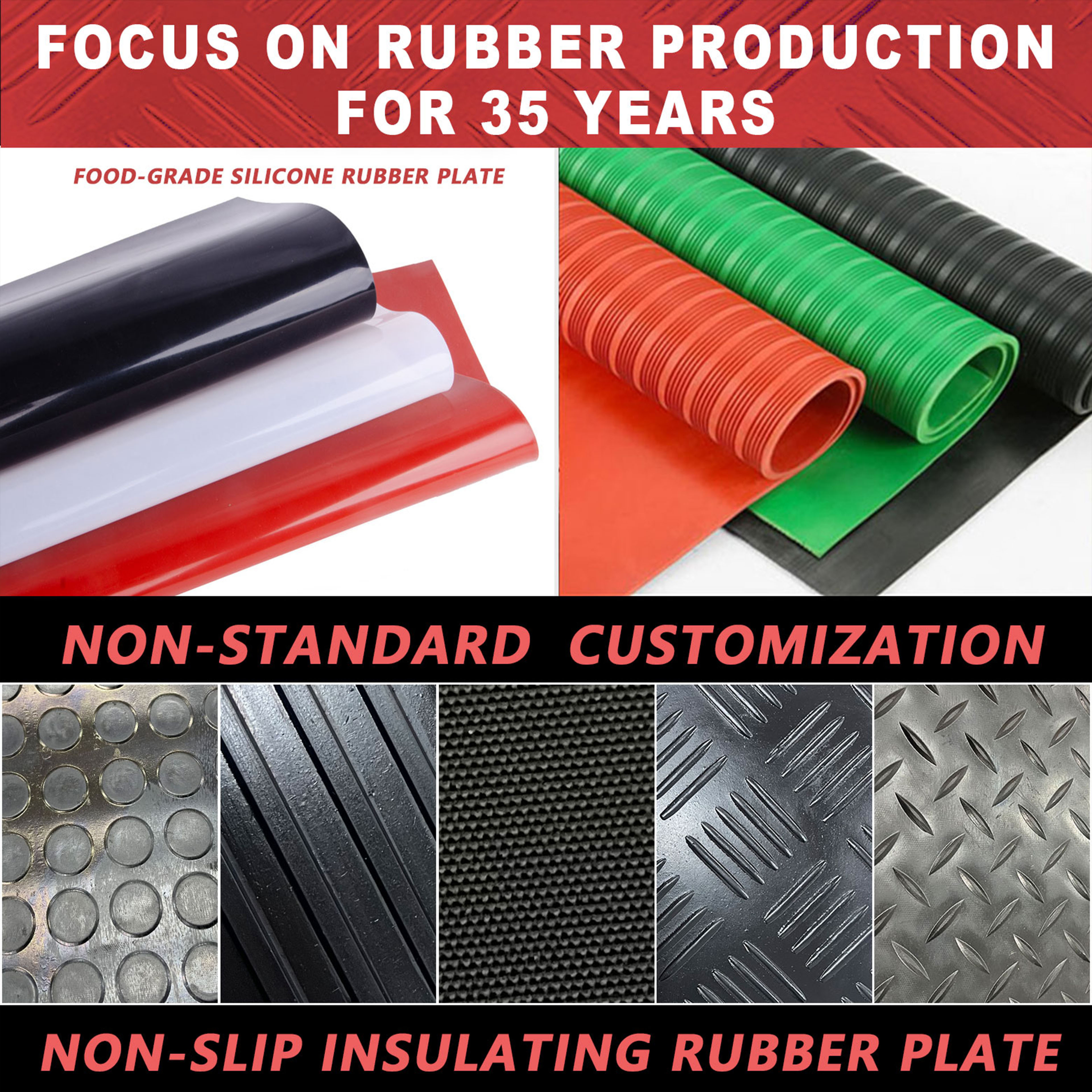 Material/size/ hardness can be customized Reclaimed Butyl Rubber Sheet Reclaimed Butyl Rubber Sheet Rubber Matt Roll