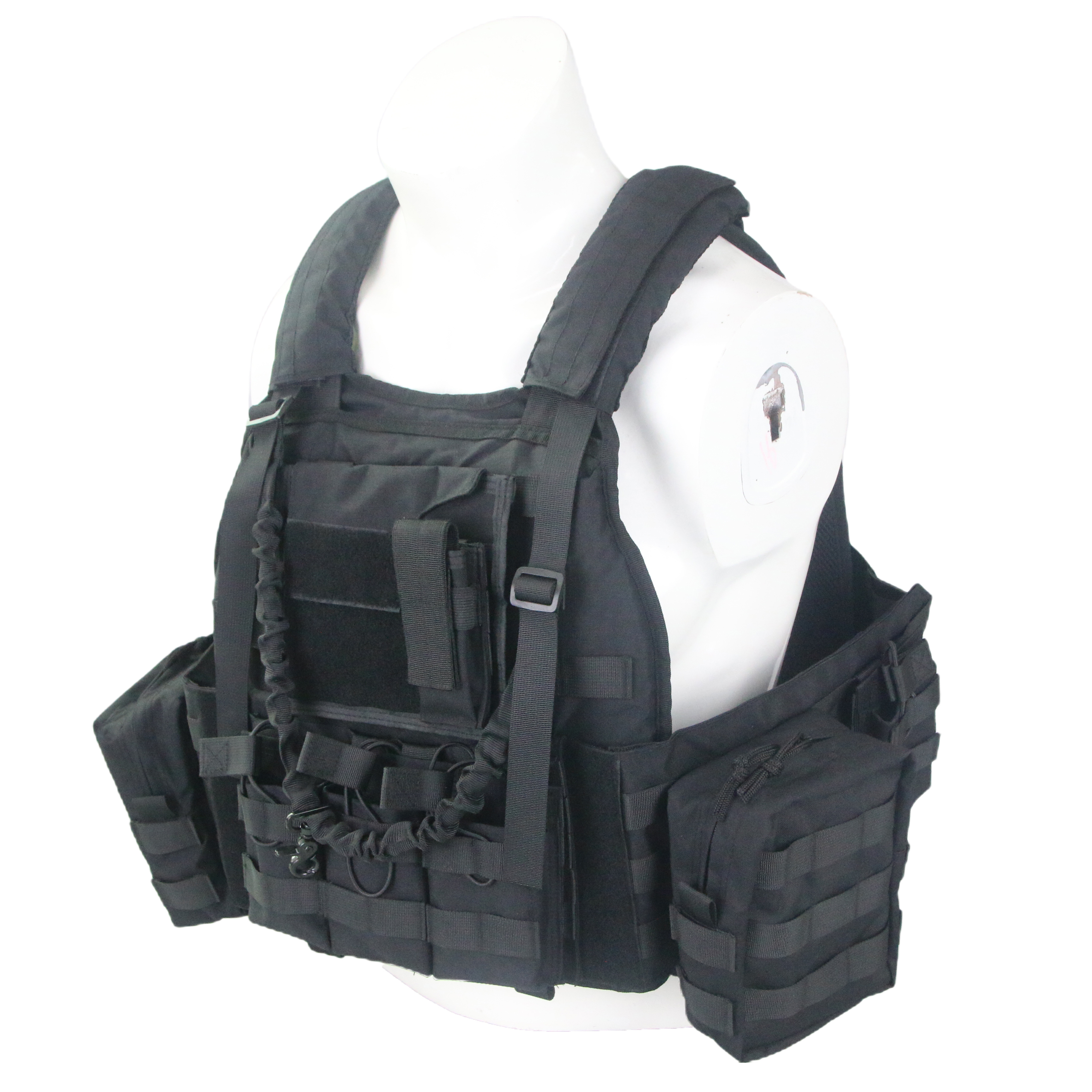 tactical 600D Nylon Black Detachable Shoulder Pads Tactical Vest Adjustable tool Sling Mount Pouches vest