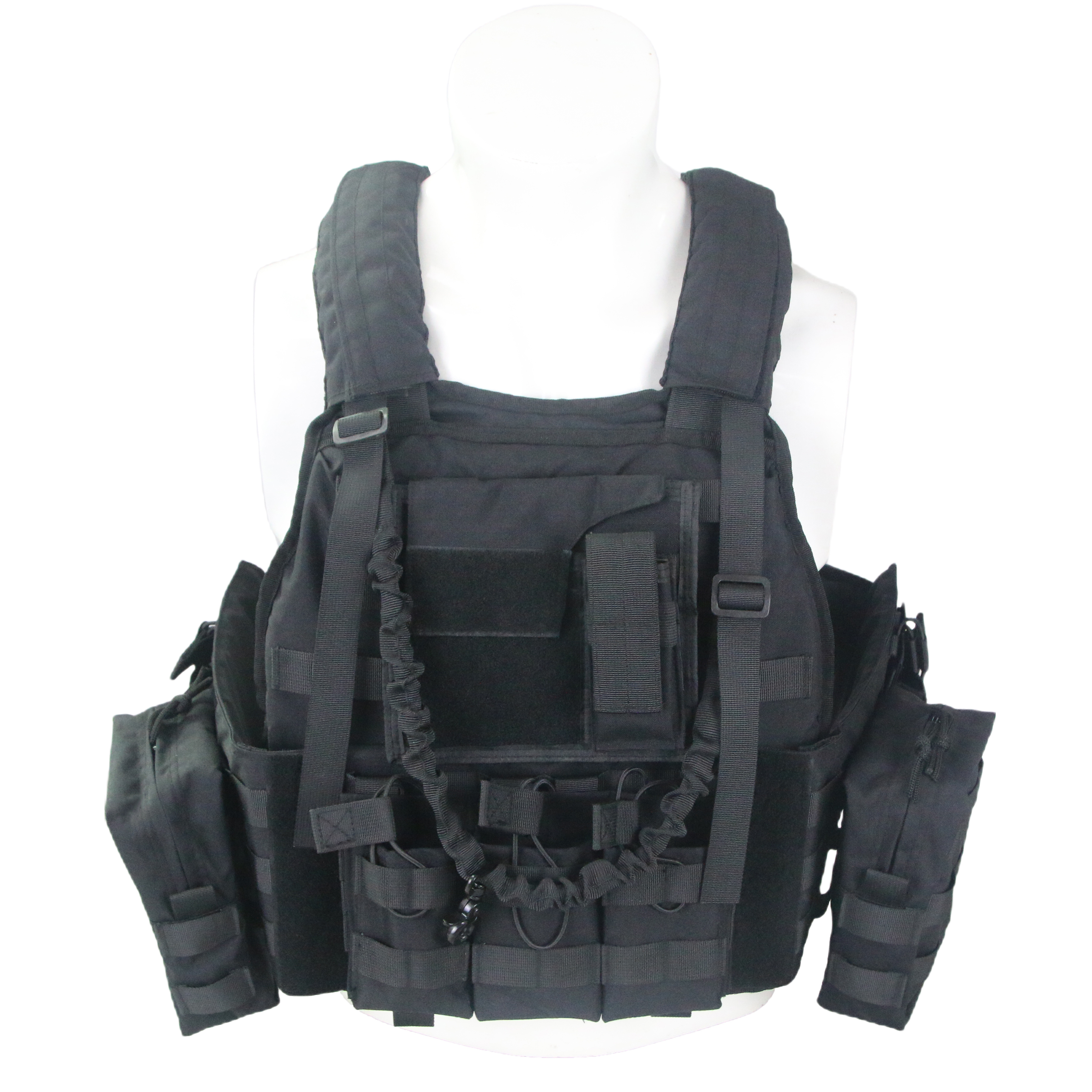 tactical 600D Nylon Black Detachable Shoulder Pads Tactical Vest Adjustable tool Sling Mount Pouches vest