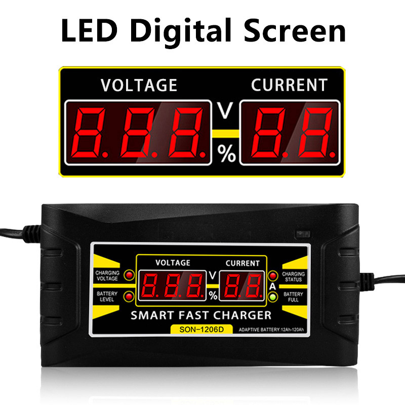 Wholesale price 12V 6A Lead acid Three Phase Smart Car Battery Charger With Digital Display