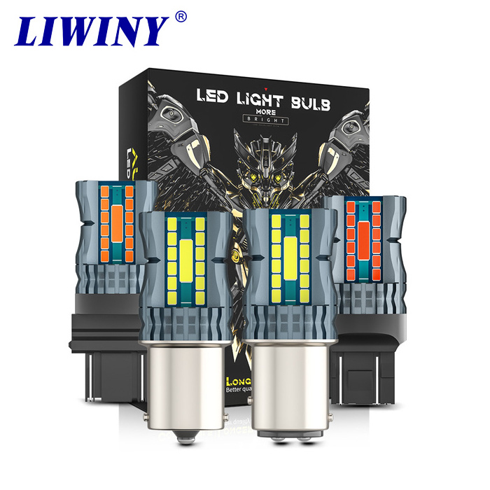 Liwiny Car brake light strobe T20 LED P21/5W Bay 15D 1157 1156 Ba15S 7443 5630 24SMD bubble red flashing LED tail stop light 12V