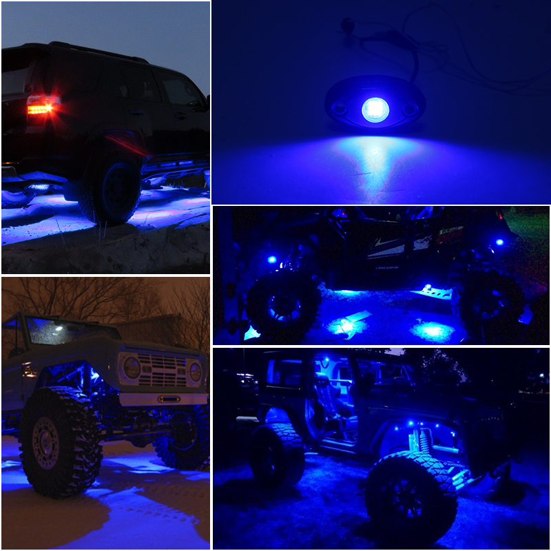 Liwiny auto Car Accessories 2 Inch Led Blue Color Rock Light With 12v Rock Light Pods For Truck Atv