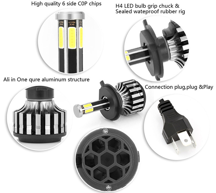 liwiny 6 side 3000k car led headlight bulb 8000k 6000k car bulbs led H7 H11 9005 9006 H4 head lights 880 led csp headlight