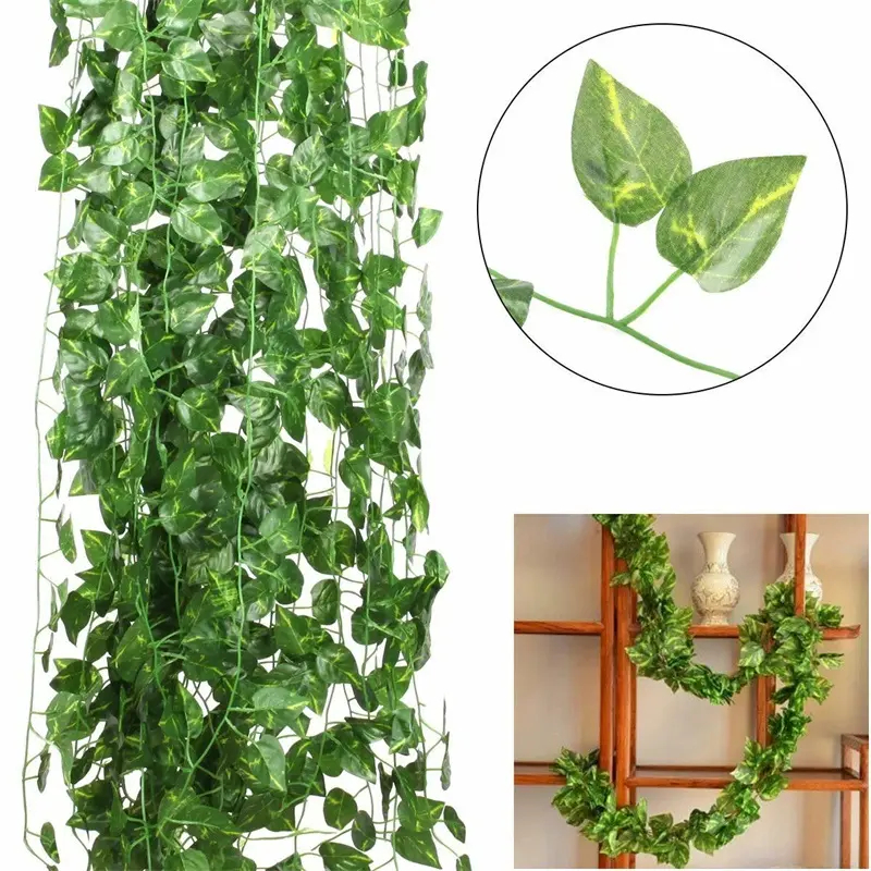 DREA 2.3m Artificial Fake Ivy Leaves Hanging Vine Ivy Plants Leaf Garland For Wedding Party Garden Home Wall Decor Green