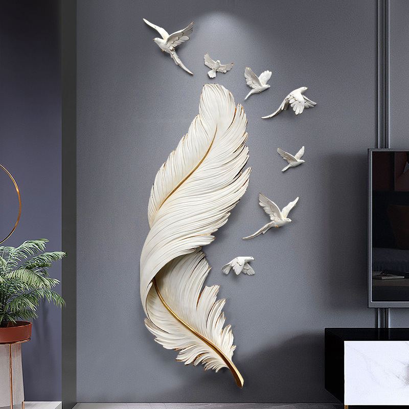 DREA Living Room Hotel decoration Luxury Style Art Large Feather Wall Hanging Home Decor Backdrop