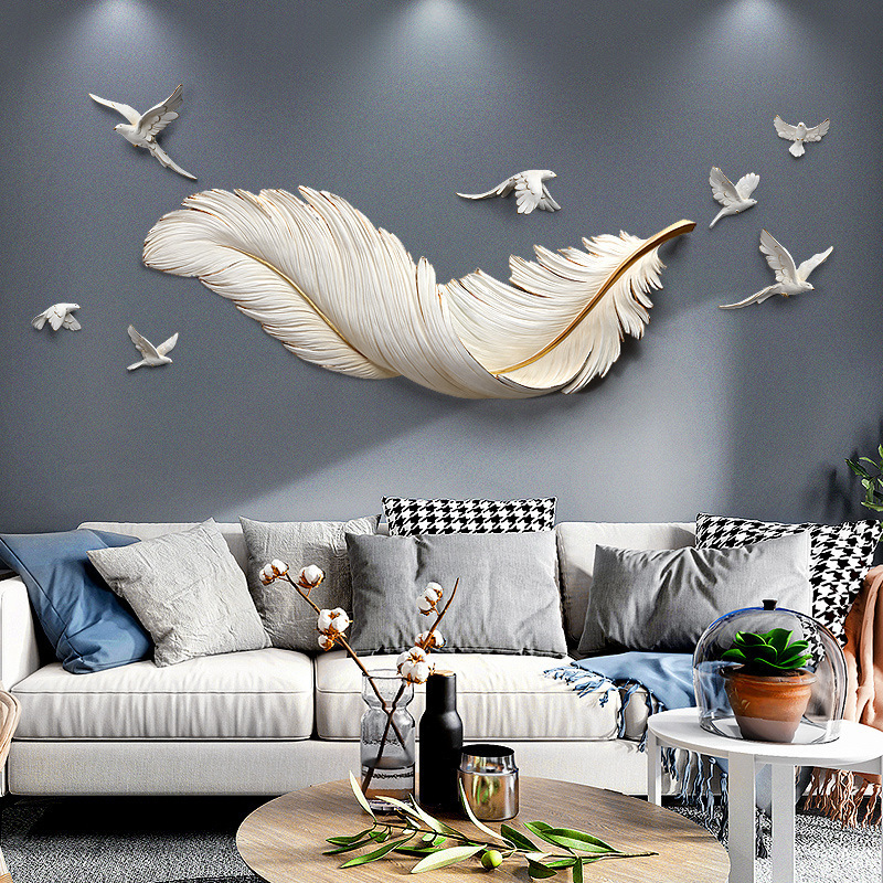 DREA Living Room Hotel decoration Luxury Style Art Large Feather Wall Hanging Home Decor Backdrop